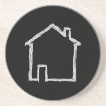 Bosquejo de la casa. Gris y negro Posavasos Diseño