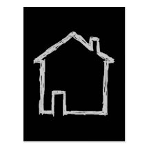Bosquejo de la casa. Gris y negro Postal