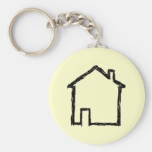 Bosquejo de la casa. Negro y crema Llavero Personalizado