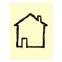 Bosquejo de la casa. Negro y crema Tarjetas Postales