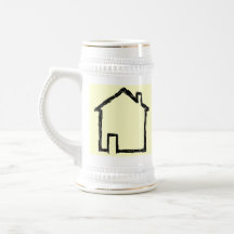 Bosquejo de la casa. Negro y crema Tazas De Café