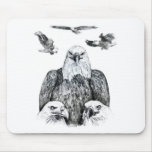Bosquejo del dibujo de lápiz del collage de Eagle  Alfombrilla De Ratones