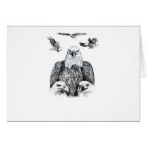 Bosquejo del dibujo de lápiz del collage de Eagle  Tarjeton