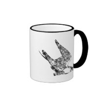Bosquejo del halcón de peregrino tazas de café