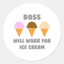 Boss… trabajará para el helado etiqueta