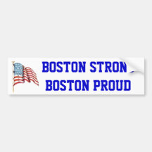Boston Boston fuerte orgullosa con la bandera amer Etiqueta De Parachoque