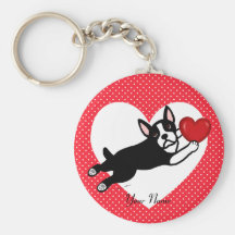 Boston personalizada Terrier y corazón Llaveros Personalizados