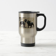 Boston Terrier y taza del dogo francés