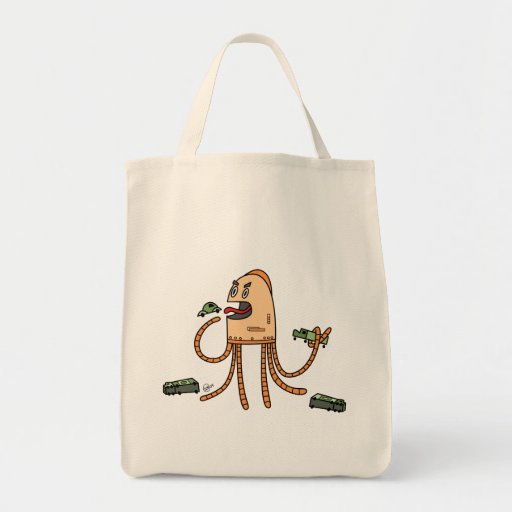 Bot hambriento - tote del ultramarinos bolsa de mano