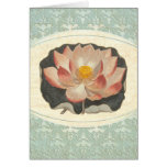 Botánico antiguo elegante del damasco de Lotus del Tarjeton