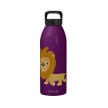 Botella de agua del león del dibujo animado que ca