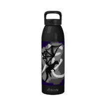 Botella de agua negra del dragón