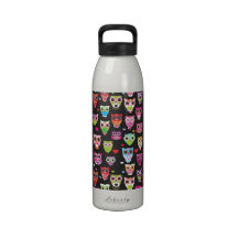Botella de agua retra del búho