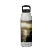 Botella jamaicana de la puesta del sol botella de agua