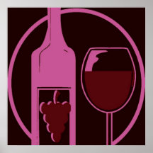 Botella y vidrio de vino rojo impresiones