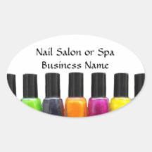 Botellas coloridas del esmalte de uñas, salón del  pegatina de oval personalizadas
