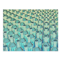 Botellas de cristal verdes abstractas tarjetas postales