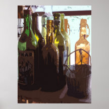 BOTELLAS Y CESTA POSTERS