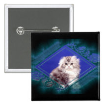 botón atractivo del cuadrado del gatito pin