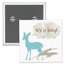 Botón azul de la invitación del bebé de Bambi Pins