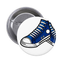 Botón azul de la zapatilla de deporte del balonces pin