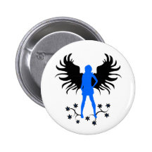 Botón azul del ángel del gótico pin