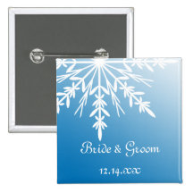 Botón azul del boda del invierno del copo de nieve pins