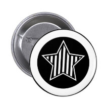Botón blanco y negro de la estrella pins
