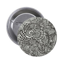 Botón blanco y negro del Doodle Pin