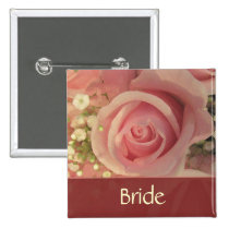 Botón color de rosa rosado de encargo de la novia botones