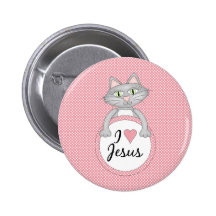Botón cómico de Jesús del amor del gato I Pin