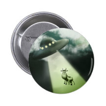 Botón cómico de la abducción de la vaca del UFO