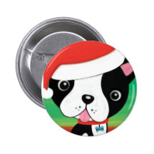 BOTÓN de Boston Terrier del navidad Pins