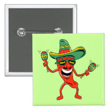 Botón de Cinco de Mayo de la pimienta del baile Pins