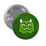 Botón de cuernos verde del monstruo pin