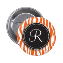 Botón de estampado de zebra anaranjado del monogra pin