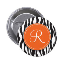 Botón de estampado de zebra anaranjado femenino de pins