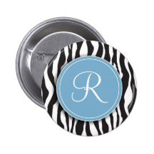 Botón de estampado de zebra azul femenino del mono pin