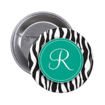 Botón de estampado de zebra esmeralda femenino del pin