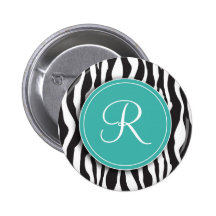 Botón de estampado de zebra femenino del monograma pins