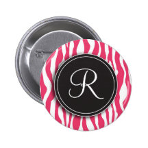 Botón de estampado de zebra femenino del rosa del  pins