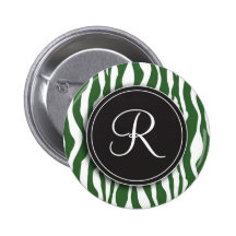 Botón de estampado de zebra femenino del verde del pin