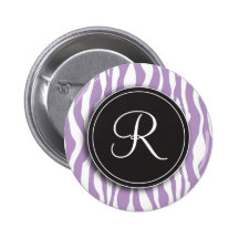 Botón de estampado de zebra púrpura del monograma  pin
