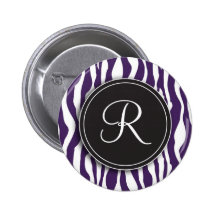 Botón de estampado de zebra púrpura del monograma  pin