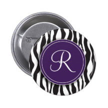 Botón de estampado de zebra púrpura femenino del m pin