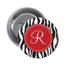 Botón de estampado de zebra rojo femenino del mono pin