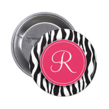 Botón de estampado de zebra rosado femenino del mo pins