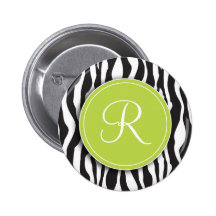 Botón de estampado de zebra verde femenino del mon pin