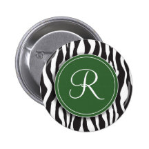 Botón de estampado de zebra verde femenino del mon pins