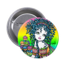 Botón de hadas del arte de la torta de la taza del pin